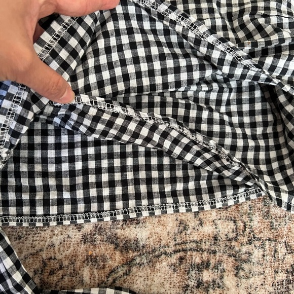 Lioness Women Esmeralda Wrap Top Gingham Black White Check Front Tie XS Stylish - Picture 15 of 15